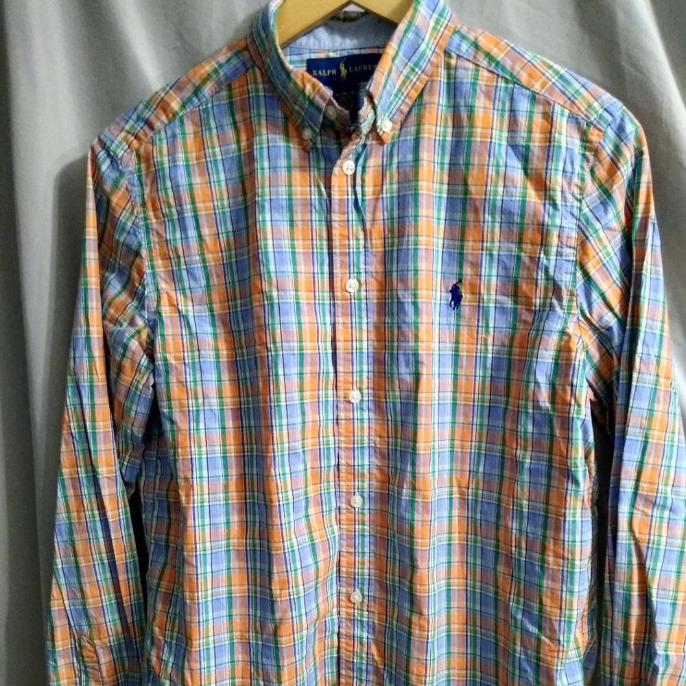 Ralph Lauren Woman Button Down Long Sleeve Plaid Shirt Size XXL Cotton Twill